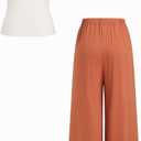 CIDER Two Piece Sets for Women Backless Floral Slim Fit Tank Tops Wide Leg Pants 2026 Summer Matching Sets, Size: L