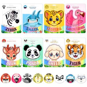 8 Pcs Animal Face Masks Bulk Spa Sheet Skincare Facial Mask Funny Face Skin Care for Women Girls Sleepover Slumber Party