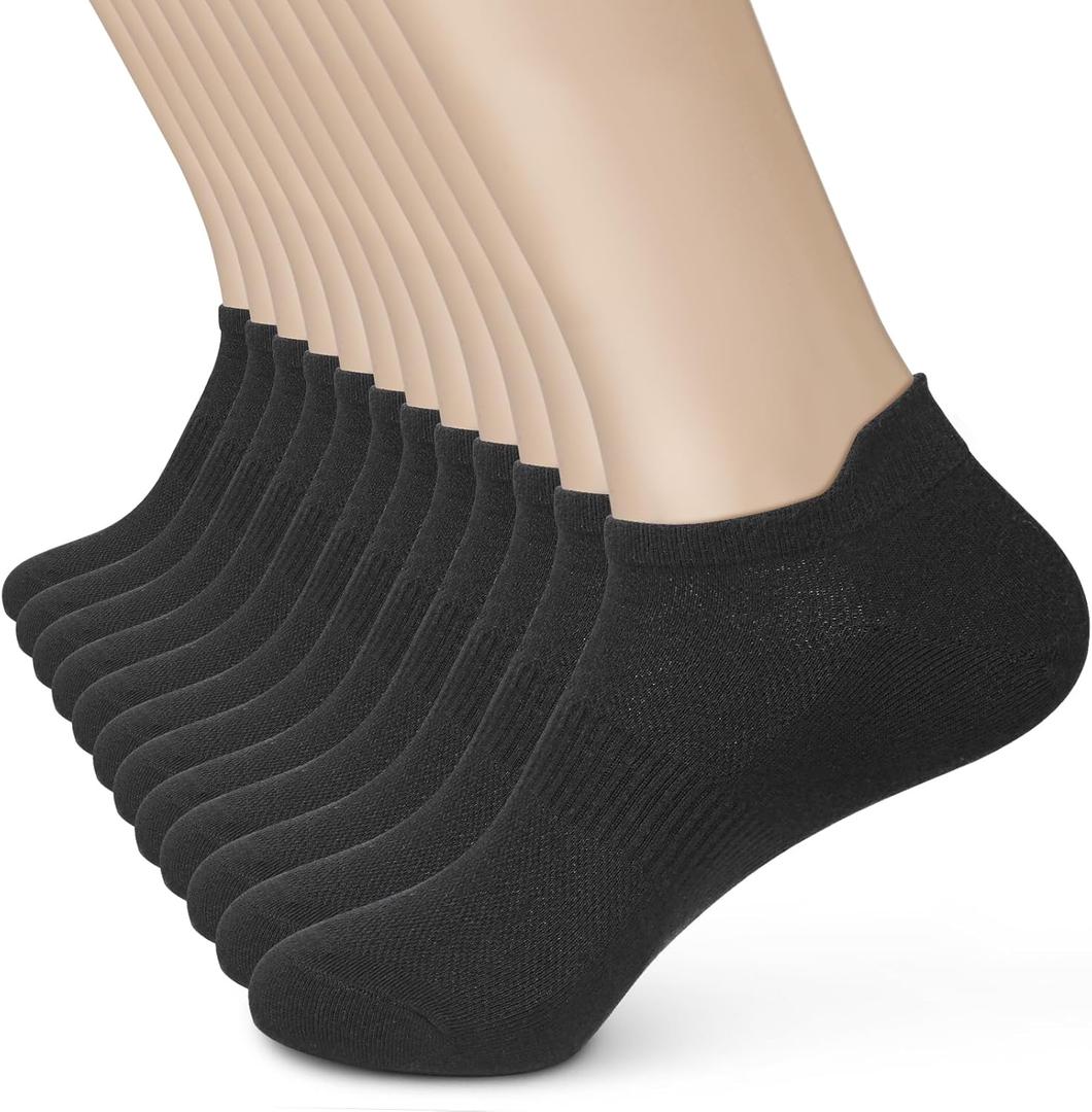 Women's Ankle Cotton Socks - Low Cut Athletic Running Soft Thin No Show White Socks With Tab 6 Pairs (5-7)
