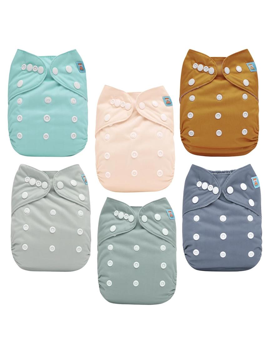 ALVABABY Baby Cloth Diaper 6 Pack with 12 Inserts One Size Cloth Diaper Covers Adjustable Washable Reusable for Baby Girls and Boys (Colors 108)