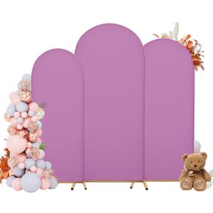 Arch Covers,Arch Backdrop Stand Fitted Cover for Wedding Birthday Party Ceremony Banquet Decoration(7.2FT&6.6FT&6FT,Lilac,Cover Only)