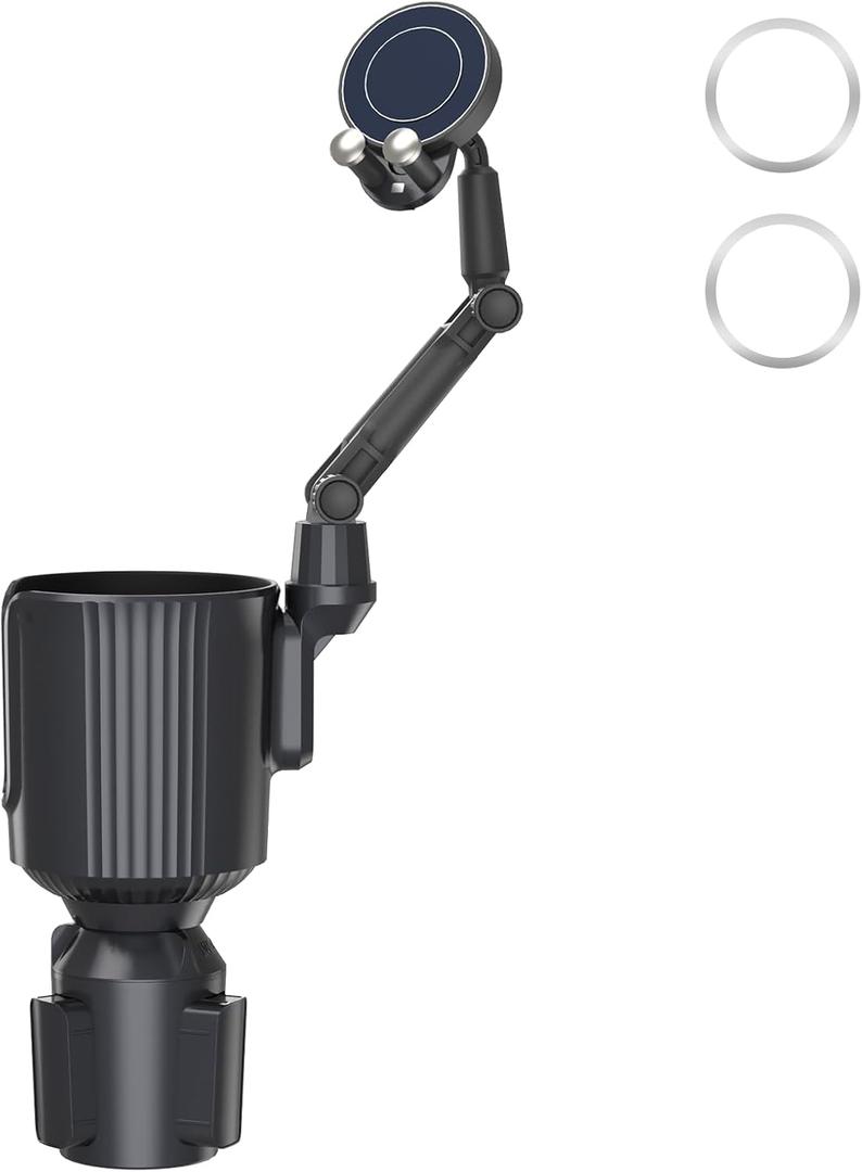 Phone and Cup Holder for Car - Adjustable 2 in 1 Cell Phone Holders for Your Cars CupHolder, Mobile Call Holders Drink Stand, 360 Rotating Base Expander Magnetic Mount for Travel Auto Truck