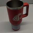 Logo Brands NCAA 40 oz Tumbler with Handle -Stainless Steel Insulated Travel Tumbler with Straw Lid  Powder Coated, Leak-Resistant, Keeps Drinks Hot/Cold  Great for Tailgating, or Everyday Use (Washington State Cougars)