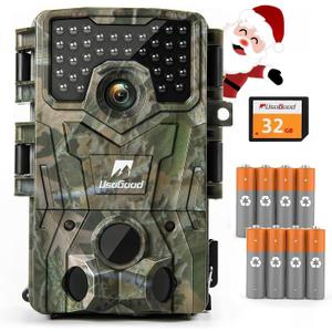 usogood Trail Camera,4K 48MP Game Camera with 8 Batteries&32GB Card,Trail Cameras with Night Vision Motion Activated Waterproof IP66, 120 Detection Angle,2.0Screen Trail Cam for Wildlife Monitoring