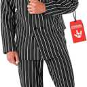 Morph 1920s Mens Gangster Costume, Roaring 20s Mobster Outfit for Men, Vintage Style Party Attire (XX-Large, Black)