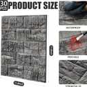 Tinlade 30 Pcs 28.81 Sq ft 3D Wall Panels Peel and Stick Foam Brick Wallpaper Printable Faux Brick Wall Panels Decorative Self Adhesive Tiles Waterproof(Rock Black)