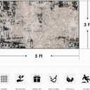 Area Rug, Washable and Non-Slip 3'x5' Painting Vintage Black Abstract Paint Old Living Room Rug, Indoor Entryway Door Mat, Floor Mat Carpet for Bedroom, Kitchen Laundry, Bathroom