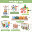 6-in-1 Montessori Baby Toys 0-6 6-12 Months, Infant Teething Toys Soft Stacking Blocks Rings Shape Sorter Sensory Fidget Spinners for Toddler 1-3, First Baby Gift Set for 6 Month Old Girl Boy