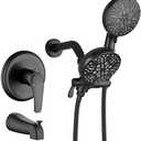 Tub and Shower Faucet Set Complete Dual Shower Head and Handheld 2 in 1 Combo Set Shower System with Tub Spout Tub and Shower Trim Kit Matte Black