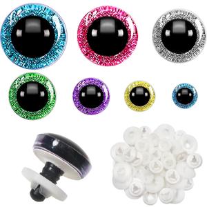 TOAOB 52pcs Glitter Safety Eyes 12mm to 30mm Crafts Crochet Plastic Doll Eyes Assorted Colors Round Stuffed Animals Eyes with Washers for DIY Amigurumi Puppet Doll Making