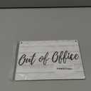 Out Of Office Sign - Hang on your office door, great small, lightweight notice to say you're not in (White Wood Effect) - Small Size measuring approx 5.7" x 3.5"
