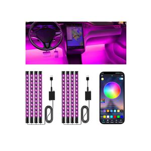 Winzwon Led Lights for Car Accessories Interior, Christmas Stocking Stuffers White Elephant Gifts for Men Women Adults, APP Control with USB Port Color Change Lights for Truck Decor 2 Pack