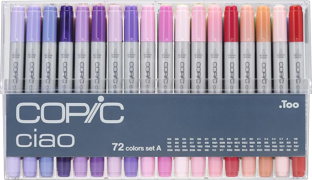 Copic Ciao, Ultra-blendable alcohol markers, 72 color Set A