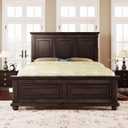 Merax Traditional Town and Country Style Pinewood Vintage Queen Bed, Rich Brown