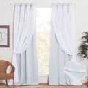 NICETOWN Double Layers Light Blocking Mix & Match Crushed Voile and Blackout Curtains with 4 Tie-Backs for Bedroom Window, Cortinas para Sala (Platinum, Set of 2, W52 x L72)