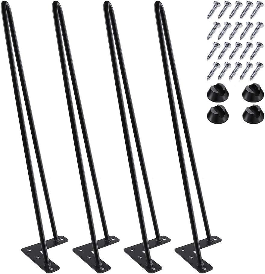 MSOBAIW 20 Inch Hairpin Legs, Tow Rod Iron Wire Metal Table Legs for Coffee and End Table, Bench, Chair, Stool, 3/8" Diameter Satin Black Mid Century Modern Style DIY Furniture MSOBAIW 20 Inch Hairpin Legs, Tow Rod Iron Wire Metal Table Legs for Coffee and End Table, Bench, Chair, Stool, 3/8" Diameter Satin Black Mid Century Modern Style DIY Furniture