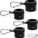 Anovo Flag Pole Rings, Aluminum Alloy Flagpole Rings 360 Rotating Anti Wrap Flag Mounting Ring, Spinning Flag Pole Clips with Carabiner for 0.75-1.02 Inch Diameter- Pack of 4 (Black)