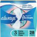 Always Infinity Feminine Pads for Women, Size 3, Extra Heavy Flow, with Wings, Unscented, 28 CT