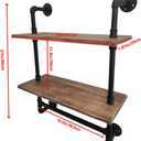 Industrial Pipe Shelf,2 Tiered Metal Towel Racks for Bathroom,20" Industrial Pipe Floating Shelves Shelving,Rustic Wood Wall Mount Shelf with Bar,Iron Towel Holder, Length 20" x Height 27" x Depth 7.87"
