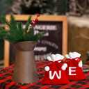 2 x Christmas Knit Drawstring Gift Bag Xmas Red and White Santa Sack with Alphabet Letter Design Reusable Wrapping Bag for Xmas Candy Goodie Party Favor 6.5 x 5.1 Inch Letter W