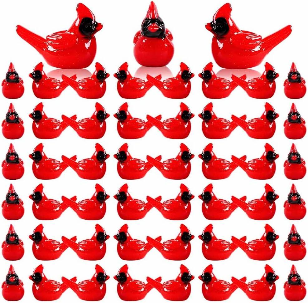 2 x 80Pcs Mini Resin Red Cardinal Bird Figurines Tiny Cardinal Figurine Christmas Ornaments for Gift Xmas Miniature Garden Crafts Cake Topper Home Decor Tree Ornaments