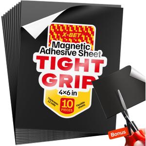 DIY Craft Magnetic Sheets with Adhesive Backing - 4x6 10 Pack Adhesive Sheets for Magnetic Stickers and Photos - 100% Customizable (4x6" 12 mils)