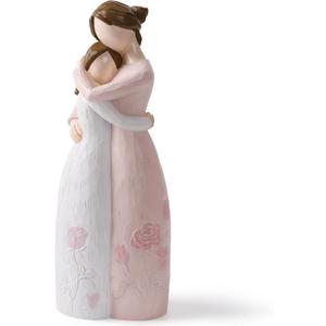 Mother Daughter Hug Figurine  Handcrafted Resin Collectible Figurines Home Decor, Sentimental Gift for Mom Birthday, Mothers Day, Thanksgiving, Christmas, Pink