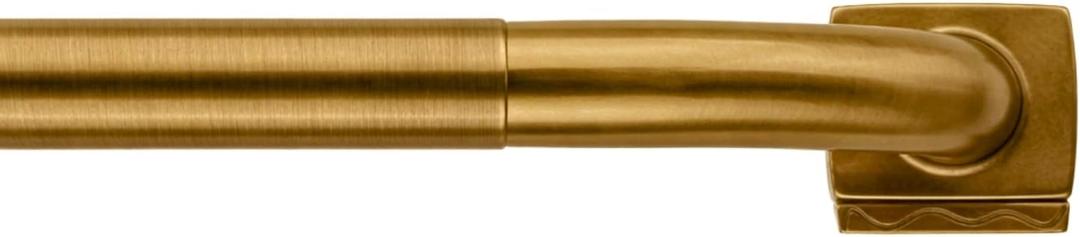 Brass Wrap Around Curtain Rod 30 to 90 Inch,Heavy Duty Adjustable Metal Drapery Rod with French Return, 7/9" Curved Blackout Rod for Home & Office