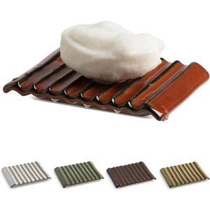 Bar Soap Holder, Ceramic Soap Dish Japanese Soap Tray for Countertop & Saver for Shower, Lift Soap Keep Dry with Self Drain, Red (Wave)