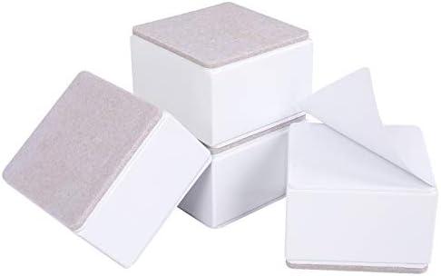Ezprotekt 3.15 x 3.15 x 2 Inch Square Bed Risers - Durable Bed or Furniture Post, Creates an Additional 2" of Height or Storage! Heavy-Duty Table, Chair, Desk or Sofa Riser (Square, White)