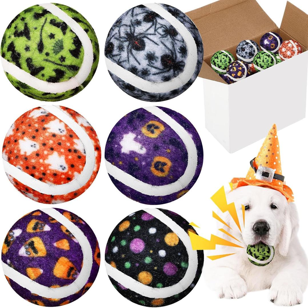 Sosation 6 Pack Halloween Squeaky Tennis Balls for Dogs, 2 Inch Halloween Dog Toys for Small Dogs Durable Puppy Toys for Fetch Play