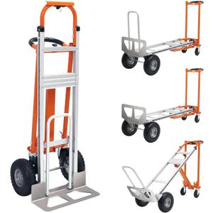 4 in 1 Convertible Hand Truck, Folding Hand Truck Dolly Cart with Solid Wheel, 1000LBS Heavy Duty Aluminum Hand Dolly for Logistics, Shopping, Home, Office Moving