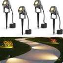 Outdoor Landscape Lighting, 4 Pack Outdoor Spotlights, LED Low Voltage Landscape Lights for House Yard Garden Lawn Tree Fence Plant Flags Pathway, 12V 2700K Warm White, IP65 Waterproof