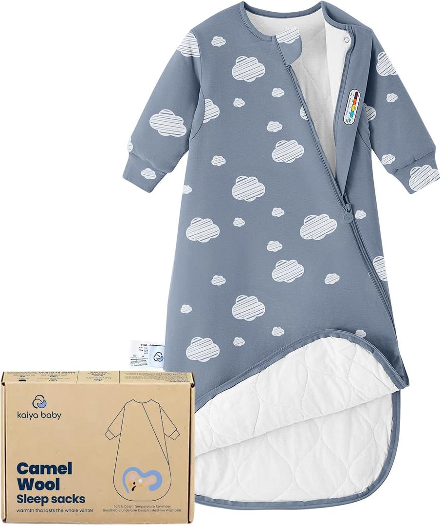 kaiya baby Unisex Sleeping Bag for Babies and Toddlers 2.5 Tog Sleep Sack, Long Sleeve Sleep Sack, Wearable Blanket Baby (0-6M, Blue Sky)