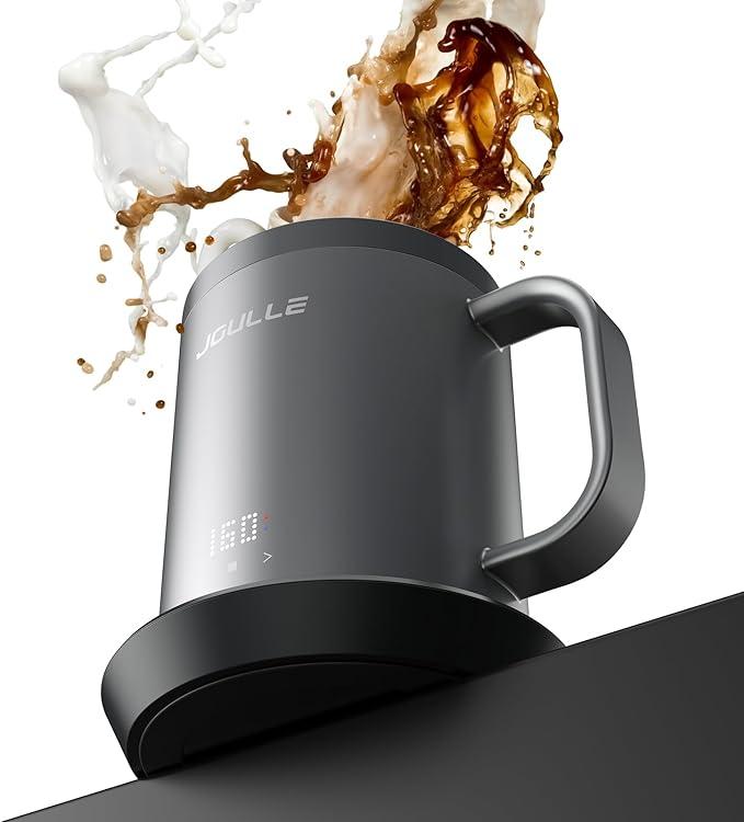 Coffee Mug Warmer Set for Desk, Electric Coffee Cup Warmer with Temperature Control & Self-Heating for Coffee, Beverage, Milk, Tea, LED Temp and Battery Level Display, 14 Oz (Cup Included)