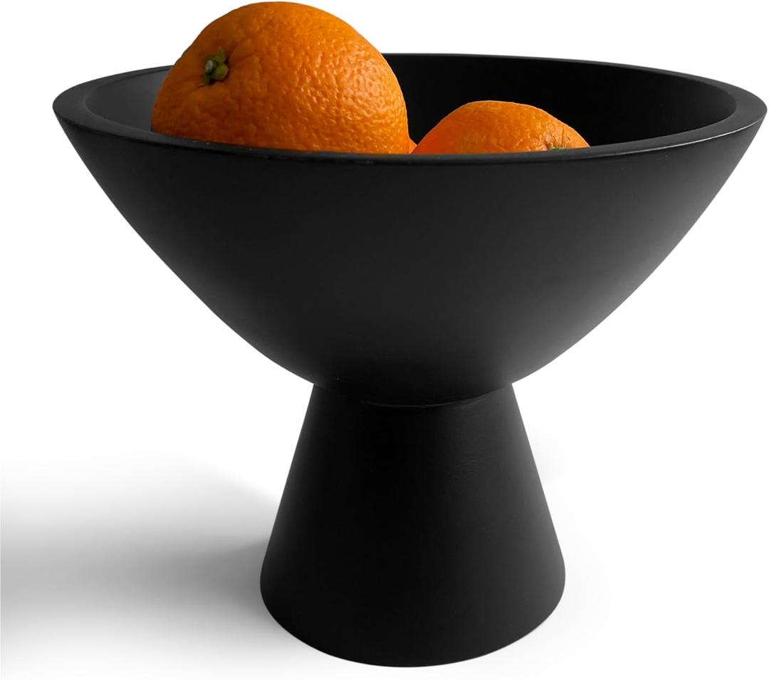 Black Pedestal Bowl, 8 Inch Wide Black Footed Bowl as Fruit, Key, Decorative, Candy Bowl or Centerpiece
