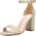 COASIS Women's Chunky Block Heels Open Toe Ankle Strap 3.5 Inch Heeled Sandals 9.5