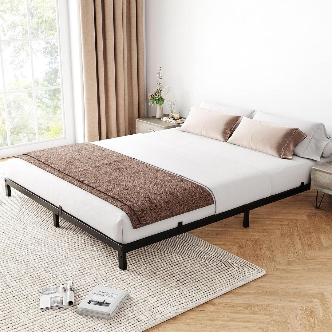 GAOMON 6" Queen Bed Frame, Low-Profile Metal Platform, Black