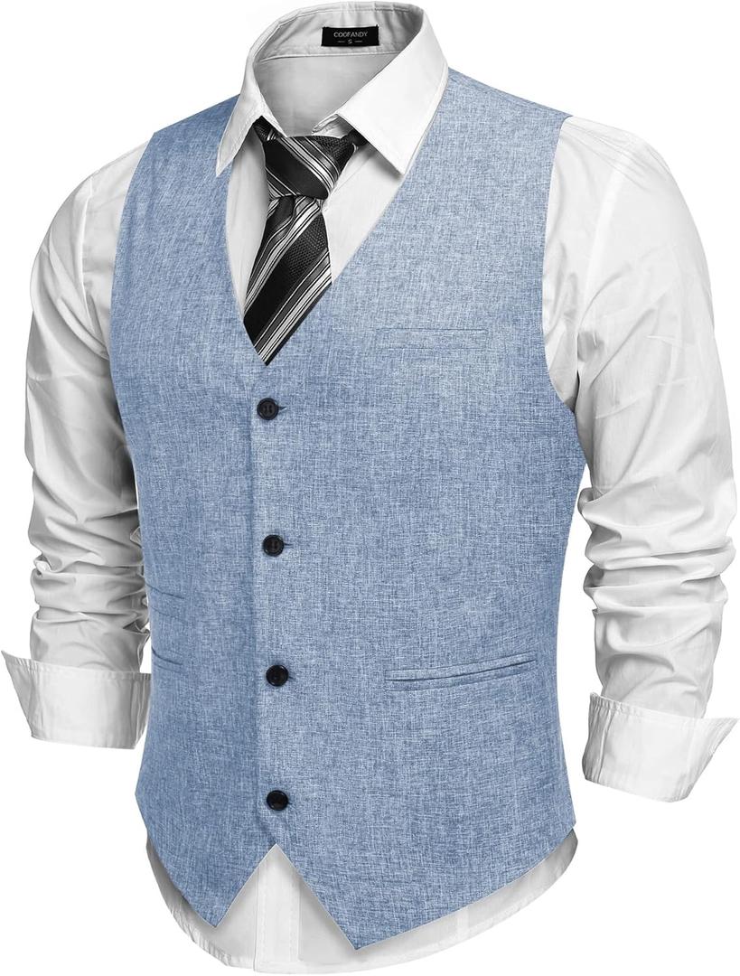 COOFANDY Men's Casual Business Vests Lightweight Waistcoat Slim Fit Suit Vest (Large)