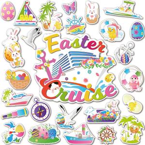 26pcs Easter Cruise Door Magnetic Decorations, Cruise Ship Door Magnetic for Car Fridge Refrigerator Bunnie Eater Eggs Anchor Cabin Stickers Decals Supplies Favors