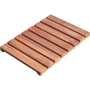Teak Shower Mat, (24"x17"; 7.5LB) Wood Bath Mat for Bathroom, Outdoor Non-Slip Wooden Floor Mats for Spa or Sauna (Style B)