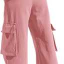 SySea Girls Cargo Pants Baggy Y2K Kids High Waist Sweatpants Flap Pockets Loose Fit Straight Wide Leg Casual Trousers (Pink, S)