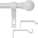 White Curtain Rods for Windows 48 to 88, Heavy Duty 5/8 Diameter Drape Rod Set, Decorative Standard Drapery Rod for Bedroom, Living Room, Adjustable 48 to 84 inch Metal Curtain Pole Easy Install