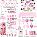 155Pcs My First Rodeo Decorations Girl,Western Cowgirl 1st Birthday Balloon Arch,Banner,ONE Box,Tablecloth Theme Party Supplies for Baby Girl 1st Birthday,Girls Baby Shower Party