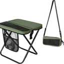 D & D Mart Portable Folding Camping Stool with Storage Pockets, Ultralight Metal Frame Chair for Hiking, Fishing, Outdoor Activities, 11.8x12.2x11.8 Inches, 1.65 lbs, 280 lbs Capacity (Green)