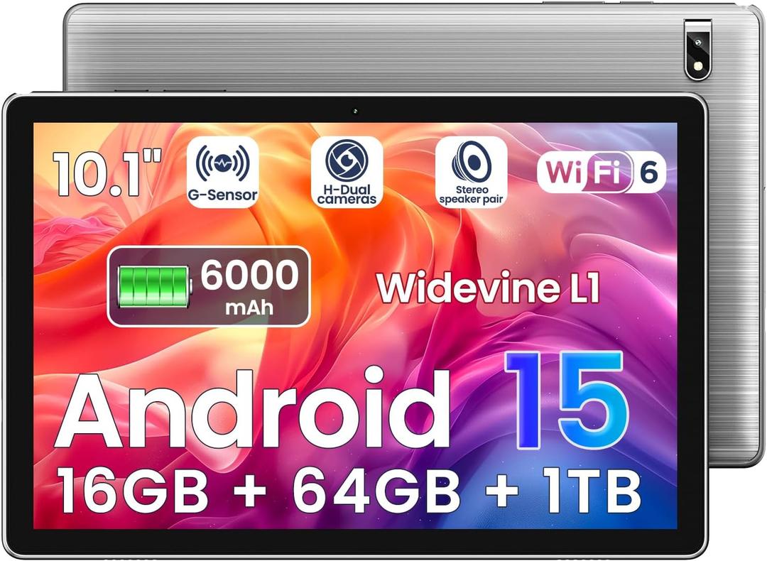 2026 Android Tablet, 10.1 Inch Android 15 Tablet Octa-Core, 16GB RAM+64GB ROM 1TB Expand, 2+8MP Camera, BT5, Tablets PC 2.4/5G WiFi 6,1080 IPS FHD Screen, Tablets Android Gifts for Men Women
