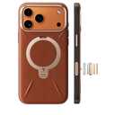 TORRAS Q3 VegSkin for iPhone 17 Pro Max Case Leather, 360 Spin Magnetic Stand, Fit for MagSafe, Camera Control, Shockproof Premium Organic Silicone Leather Case for iPhone 17 Pro Max, Saddle Brown