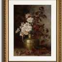 VIYYIEA Gold Framed Floral Wall Art Decor, Living Room Bedroom Rose Bouquet Pictures Retro Wall Decor, Antique Picture Frame Canvas Prints Artwork, Vintage Flower Paintings,13x16 Inch
