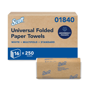 Scott Professional Multifold Paper Towels, Bulk, 16 x 250 Sheets (01840)
Universal, Standard Tier, Absorbency Pockets, Compressed, Compatible with Universal Folded Towel Dispensers