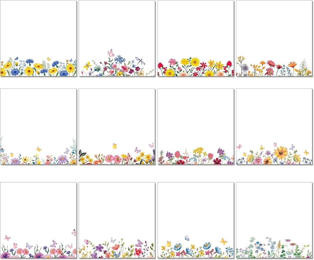 Eaasty 12 Wildflower Sticky Notes Pad Floral Sticky Note Pads 3 x 3 Inch Botanical Small Cute Flower 50 Sheets Per Bright Blossom Appreciation Gifts for Teachers